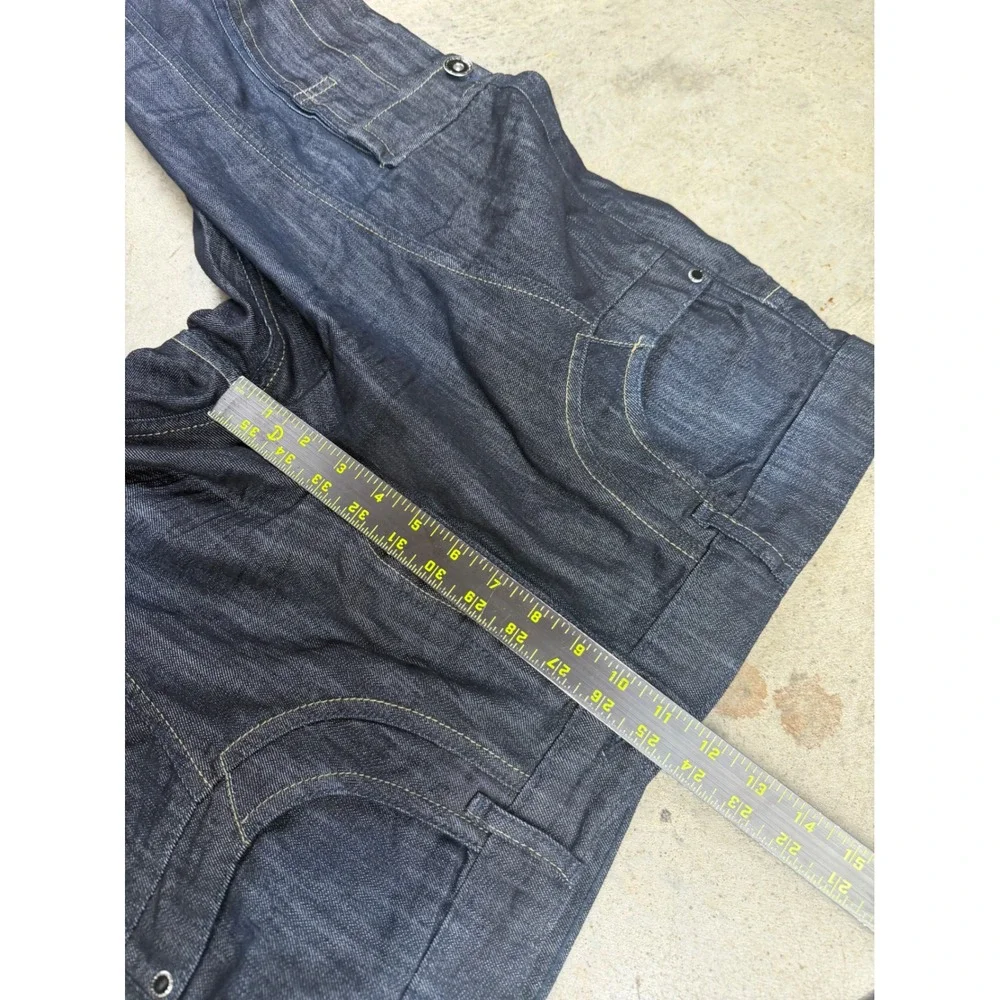 Kruze Denim Vintage Y2K Raw Blue Cargo Jeans Mens 36x34 European Style Baggy